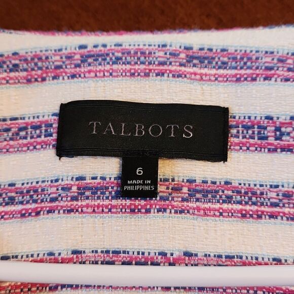NEW Talbots Pastel Preppy Single Breasted Blazer Size 6 Pink Blue Cream Stripes - Picture 9 of 11
